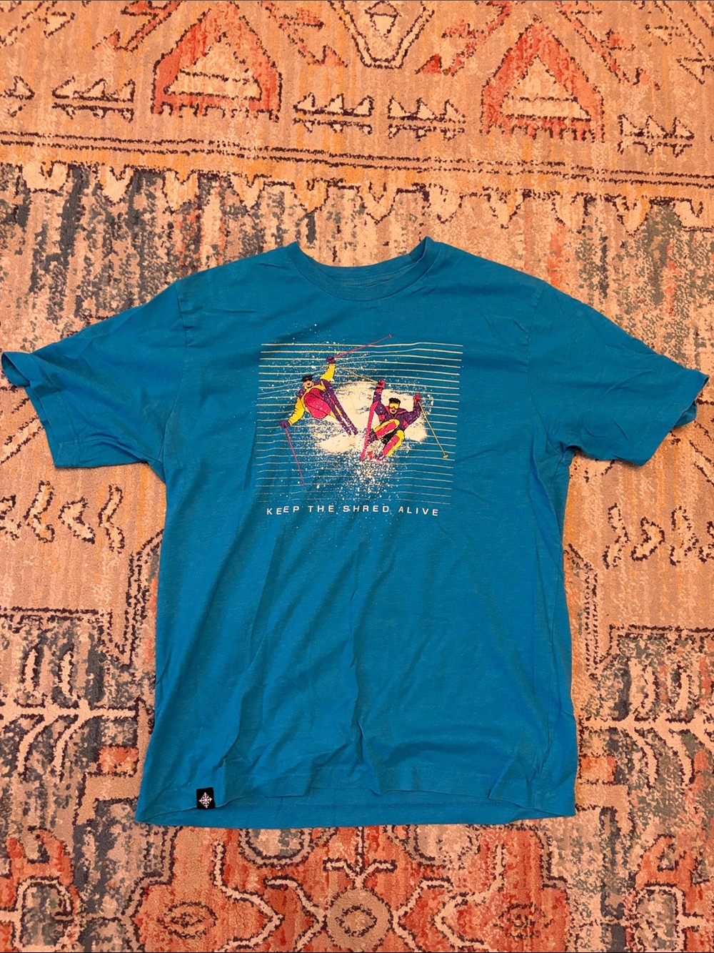 Men's Teal Graphic Tee - Keep The Shred Alive - Ski the East